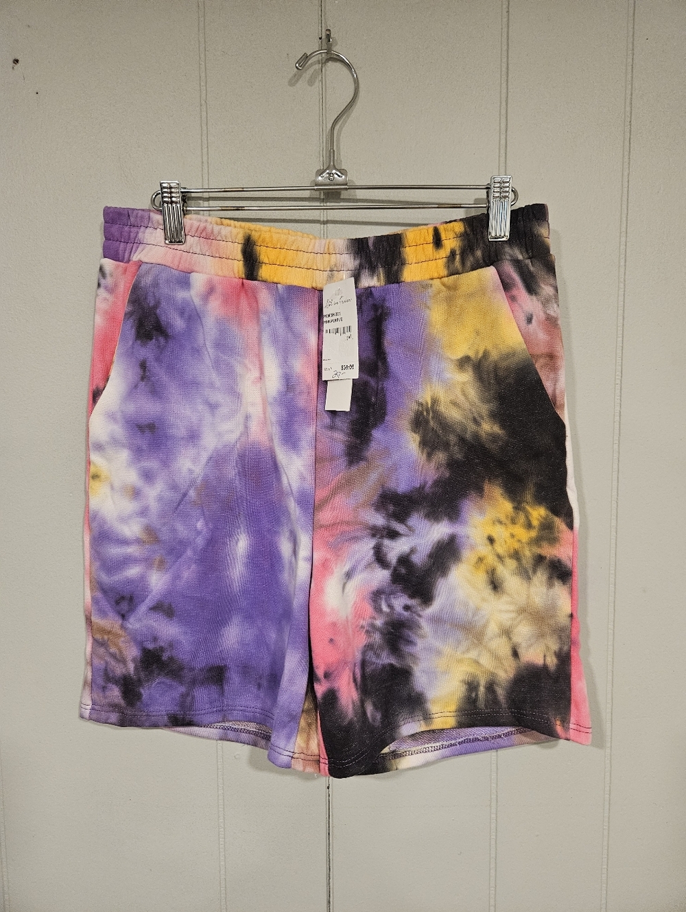 All in Favor Colorful Tie-Dye Elastic Waist Lounge High-Rise Shorts Medium NWT